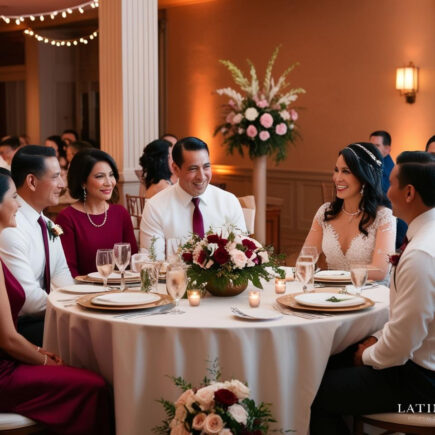 familia en una mesa de boda