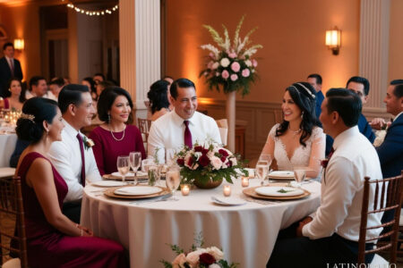 familia en una mesa de boda