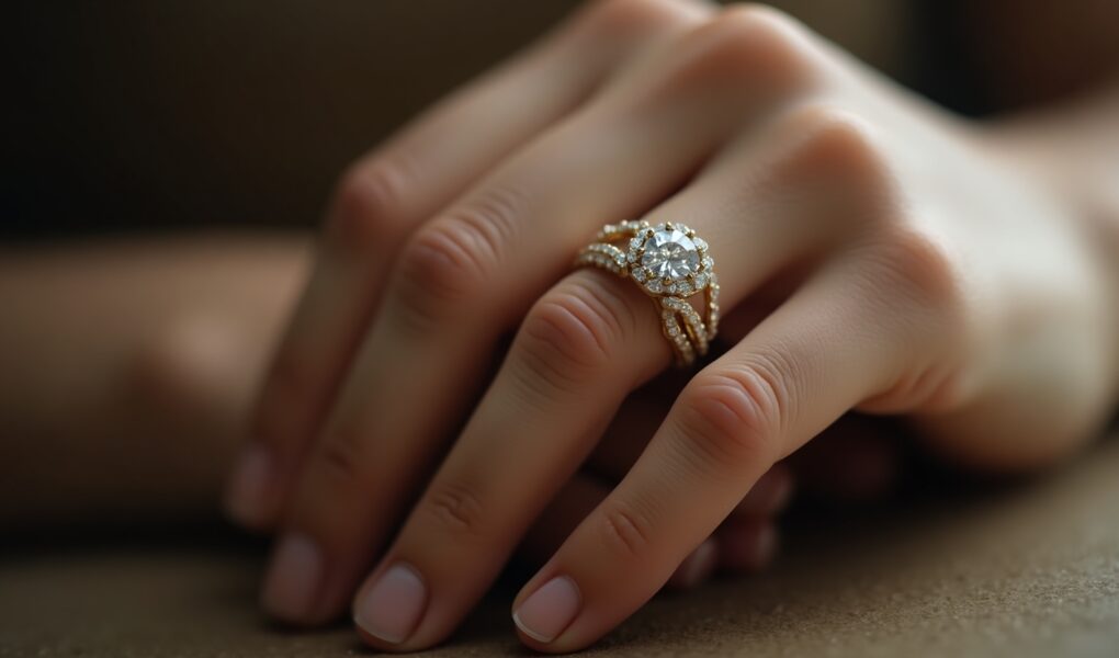 anillo de compromiso en la mano