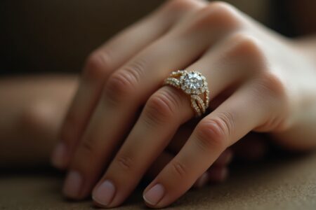 anillo de compromiso en la mano