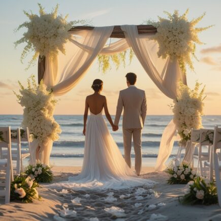 novios casandose en la playa