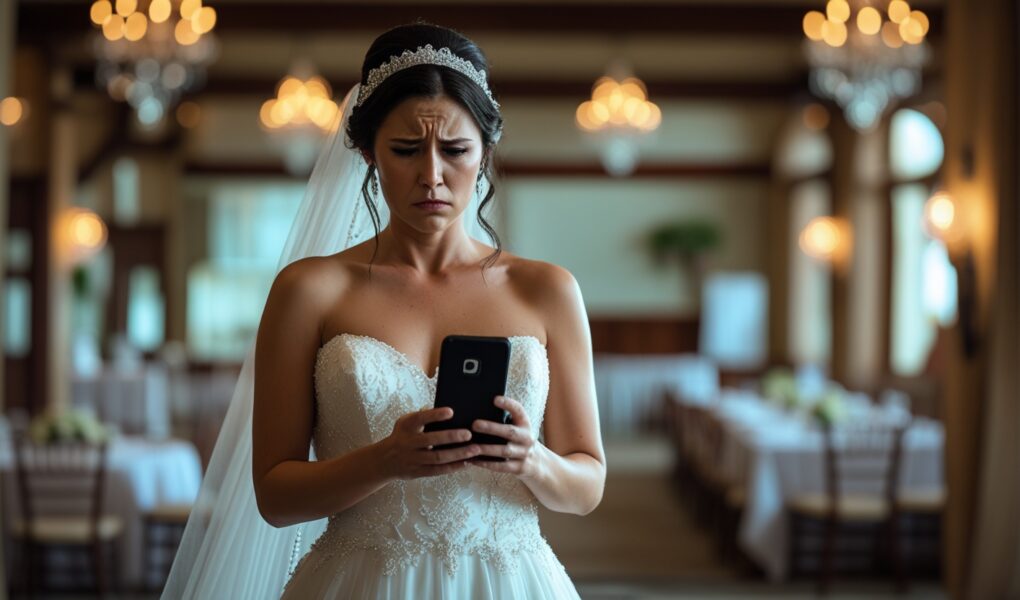 novia triste viendo su telefono inteligente