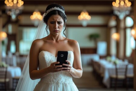 novia triste viendo su telefono inteligente