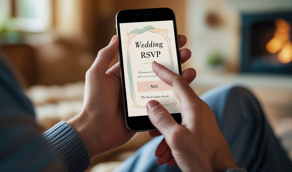 telefono inteligente con invitacion de boda