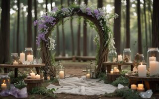 escenario de boda holistica en el bosque