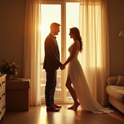 pareja de recien casados en su nuevo hogar