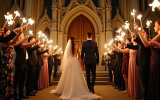 pareja de recien casados a la salida de una iglesia
